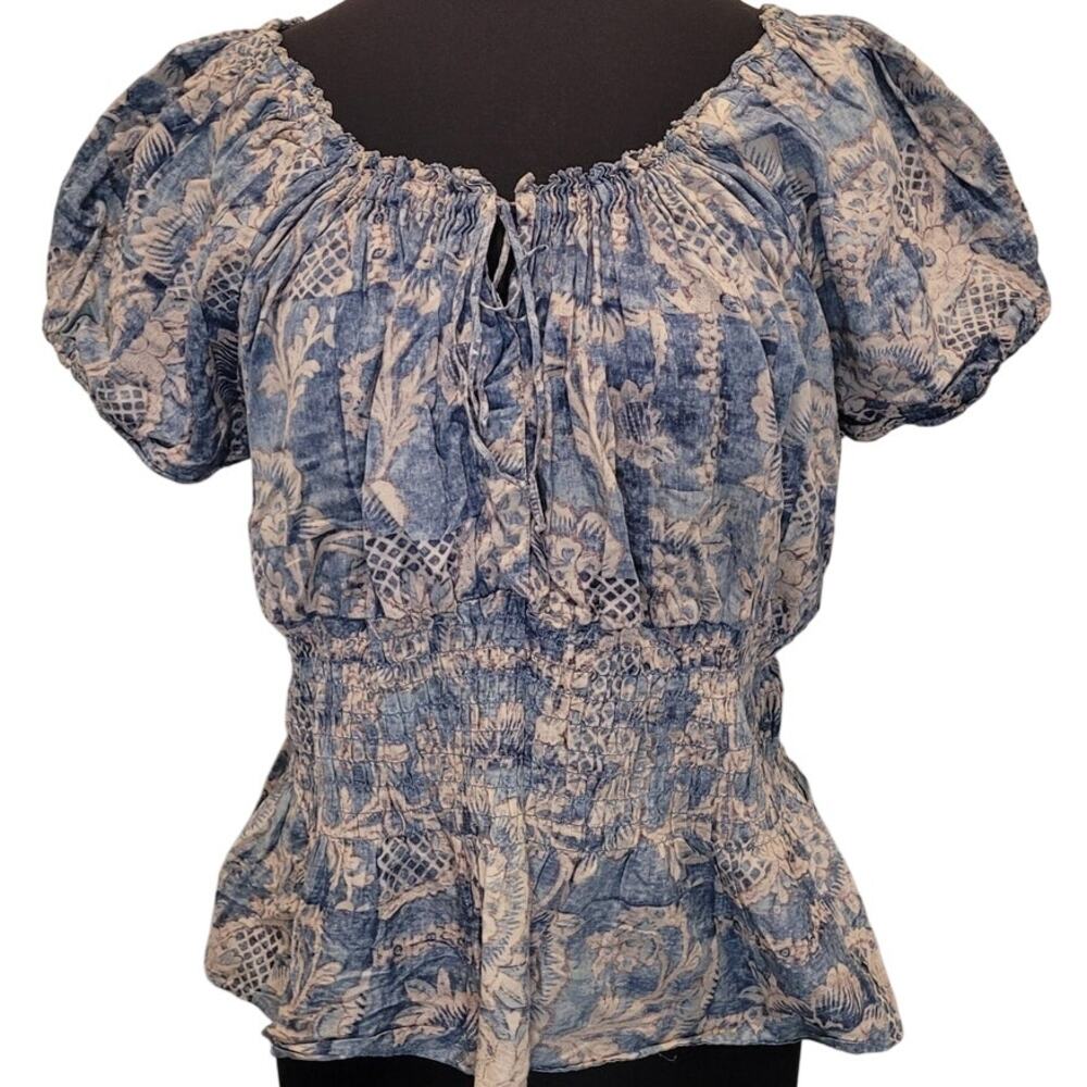 VTG Ralph Lauren Floral Ruffle Blouse 1X Cottagecore Whimsi